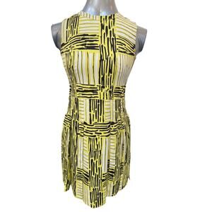 Diane Von Furstenberg Hayley Silk Printed Pleated Dress Size 2 White Yellow
